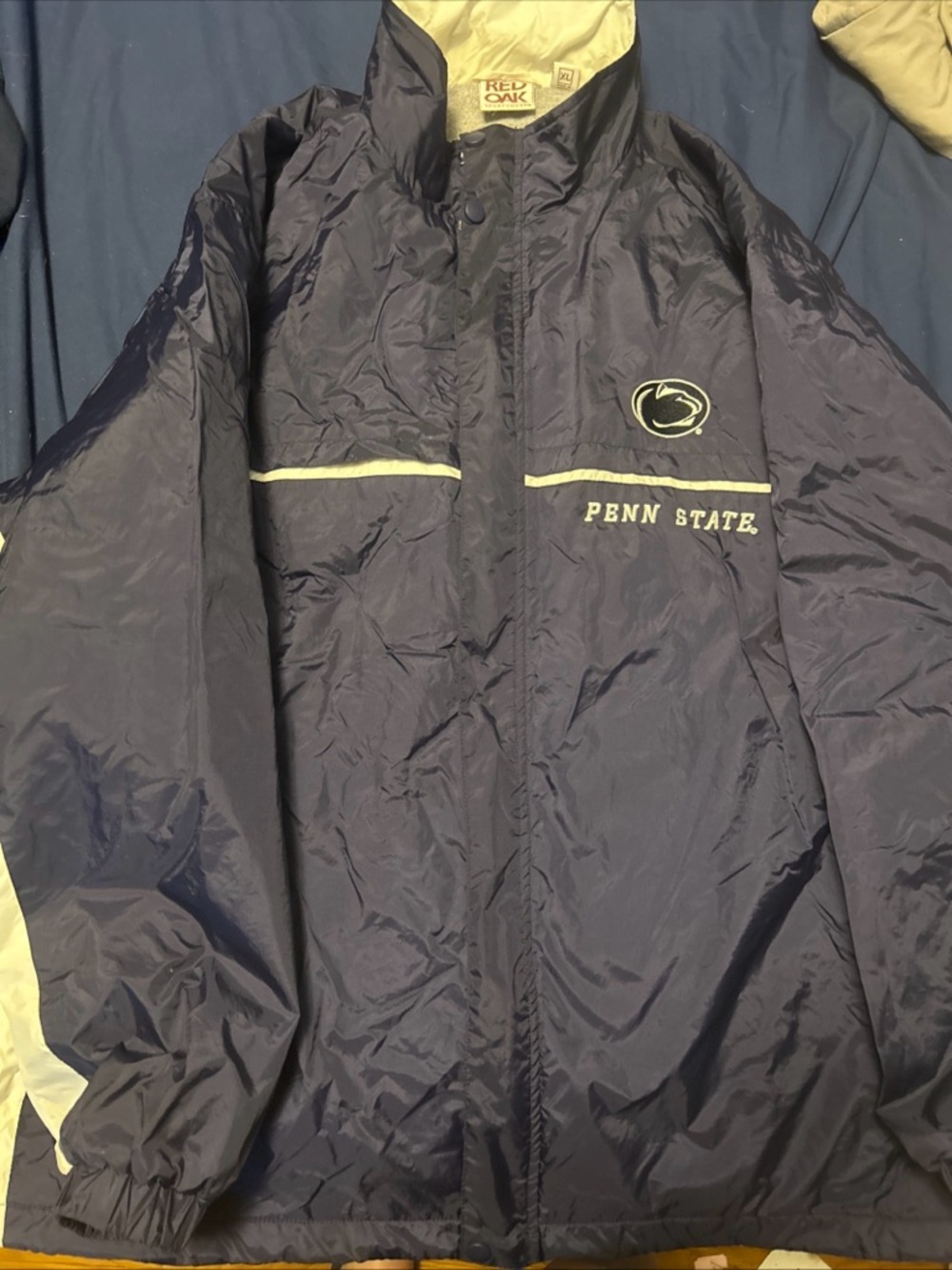 OAK Penn State Navy Lined Windbreaker with Cream Trim